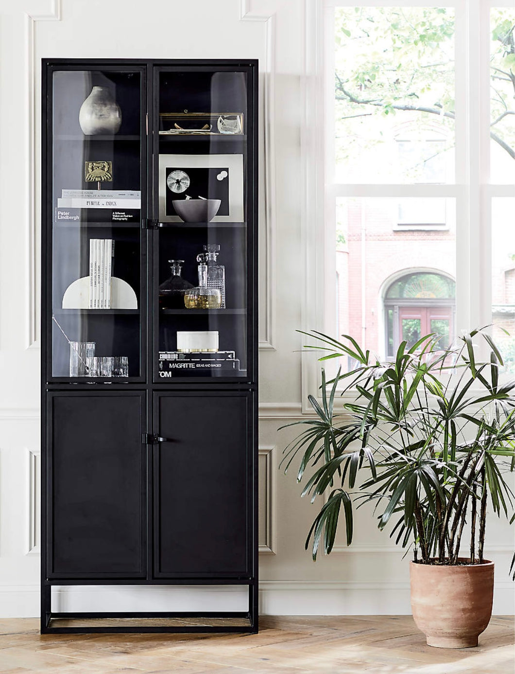 83” Black Tall Storage Cabinet