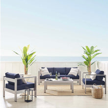 Load image into Gallery viewer, Shore Sunbrella® Fabric Outdoor Patio Aluminum 4 Piece Set
