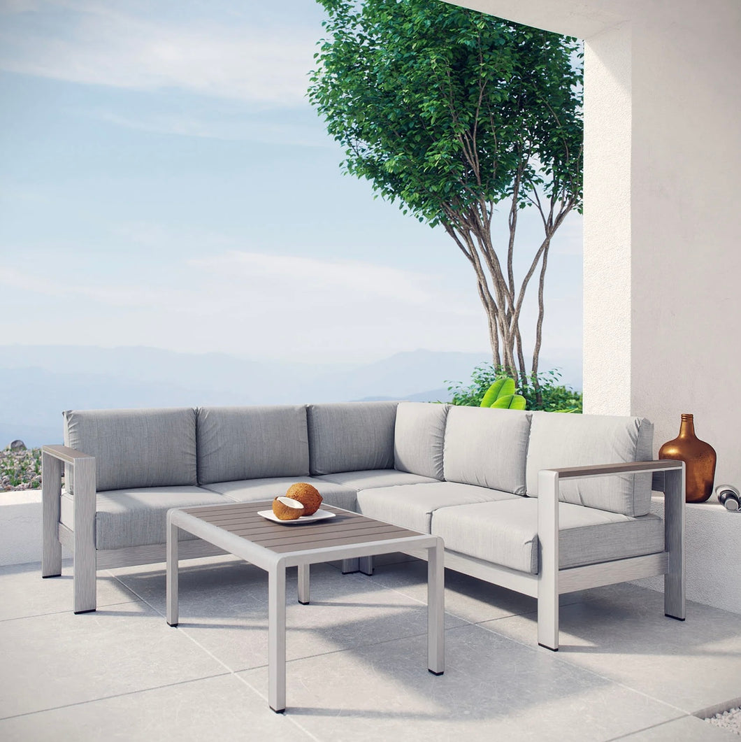 Shore Outdoor Patio Aluminum Sectional Sofa Set