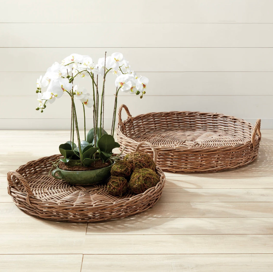 NORMANDY EXTRA LARGE LOW ROUND BASKETS, SET OF 2