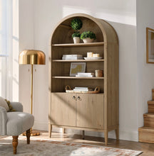 Load image into Gallery viewer, Nolan 74&quot; Tall Arched Storage Display Cabinet Bookshelf
