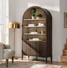 Load image into Gallery viewer, Nolan 74&quot; Tall Arched Storage Display Cabinet Bookshelf
