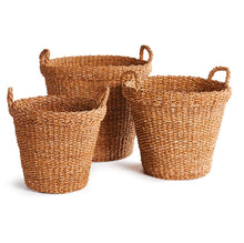 Load image into Gallery viewer, Seagrass Tapered Baskets with Handles, set of 3
