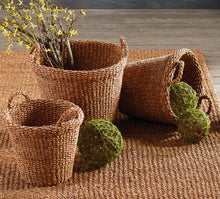 Load image into Gallery viewer, Seagrass Tapered Baskets with Handles, set of 3
