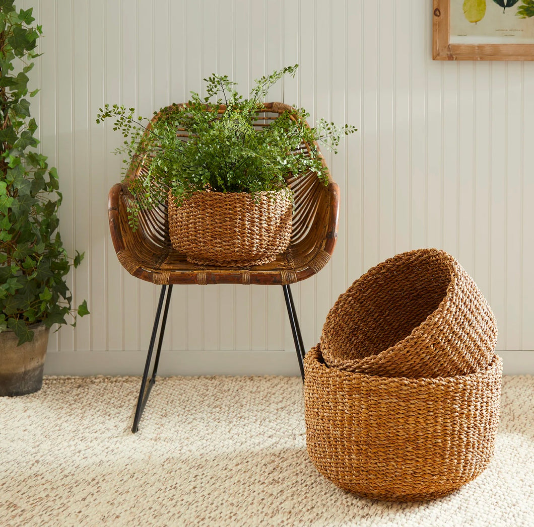 Seagrass Cylindrical Baskets, set of 3