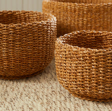 Load image into Gallery viewer, Seagrass Cylindrical Baskets, set of 3
