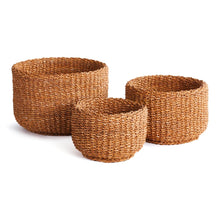 Load image into Gallery viewer, Seagrass Cylindrical Baskets, set of 3
