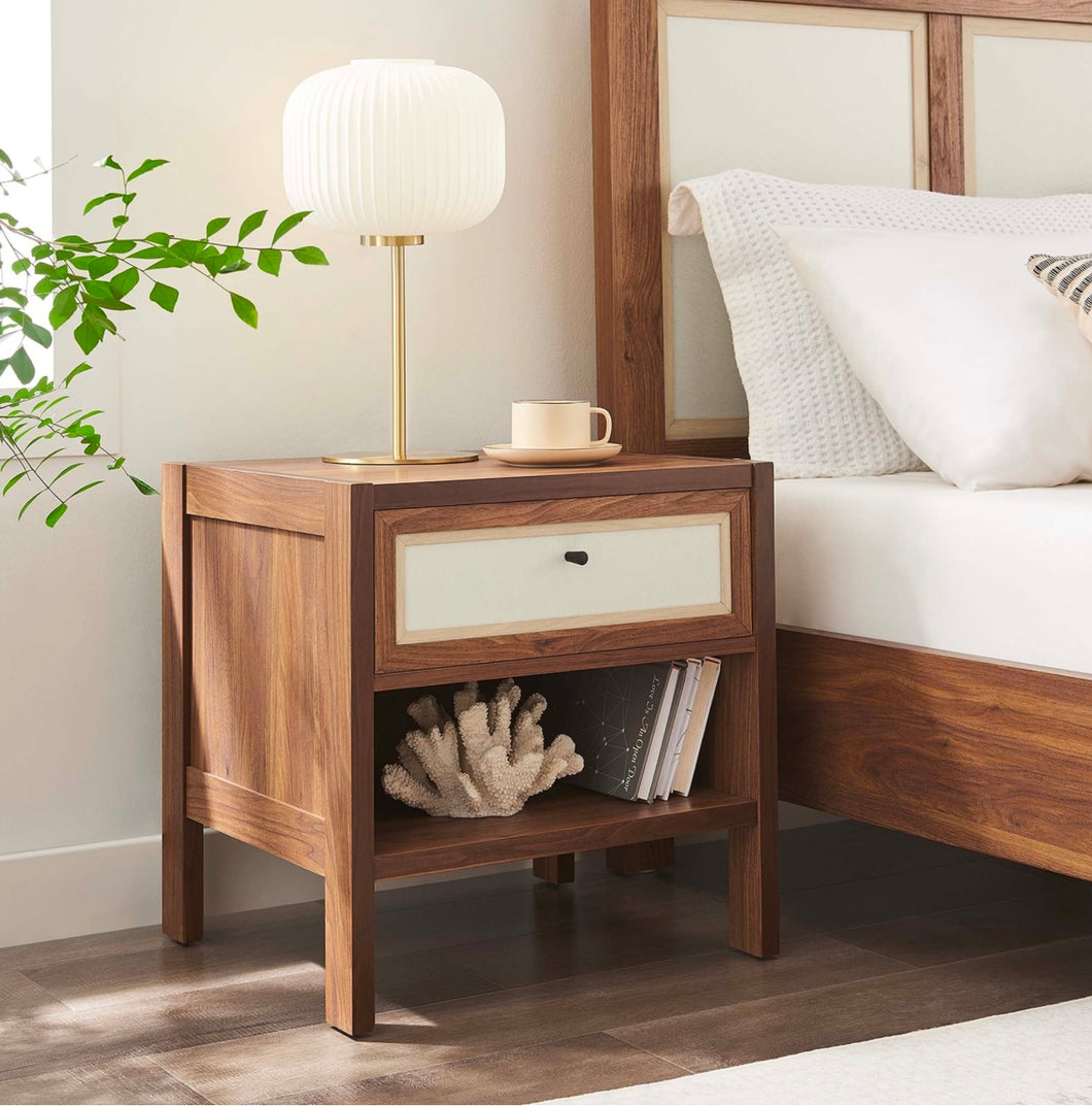 Capri Wood Grain Nightstand in Walnut