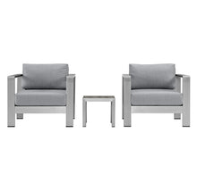 Load image into Gallery viewer, Shore 3 Piece Outdoor Patio Aluminum Set in Silver Gray
