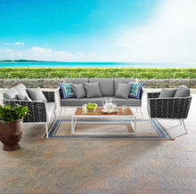 Load image into Gallery viewer, Stance 4 Piece Outdoor Patio Aluminum Sectional Sofa Set in White Gray
