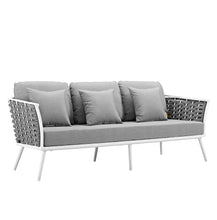 Load image into Gallery viewer, Stance 4 Piece Outdoor Patio Aluminum Sectional Sofa Set in White Gray
