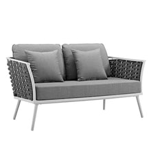 Load image into Gallery viewer, Stance 4 Piece Outdoor Patio Aluminum Sectional Sofa Set in White Gray
