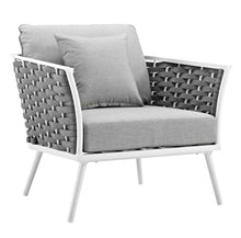 Load image into Gallery viewer, Stance 4 Piece Outdoor Patio Aluminum Sectional Sofa Set in White Gray
