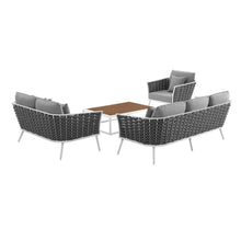 Load image into Gallery viewer, Stance 4 Piece Outdoor Patio Aluminum Sectional Sofa Set in White Gray
