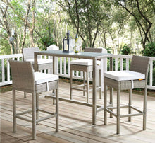 Load image into Gallery viewer, Conduit Outdoor Patio Wicker Rattan Bar Stool Set of 4 in Light Gray White
