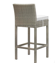 Load image into Gallery viewer, Conduit Outdoor Patio Wicker Rattan Bar Stool Set of 4 in Light Gray White
