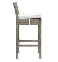 Load image into Gallery viewer, Conduit Outdoor Patio Wicker Rattan Bar Stool Set of 4 in Light Gray White
