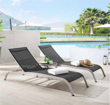 Load image into Gallery viewer, Savannah Outdoor Patio Mesh Chaise Lounge Set of 2 in Black
