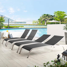 Load image into Gallery viewer, Savannah Outdoor Patio Mesh Chaise Lounge Set of 2 in Black
