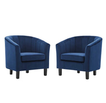 Load image into Gallery viewer, Prospect Channel Tufted Performance Velvet Armchair Set of 2 in Navy
