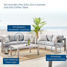 Load image into Gallery viewer, Shore 3 Piece Sunbrella® Fabric Outdoor Patio Aluminum Set
