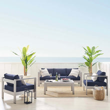 Load image into Gallery viewer, Shore 4 Piece Sunbrella® Fabric Outdoor Patio Aluminum Set
