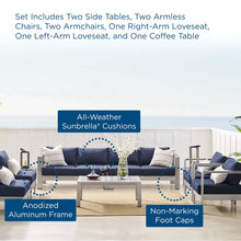 Load image into Gallery viewer, Shore 9 Piece Sunbrella® Fabric Outdoor Patio Aluminum Sectional Sofa Set
