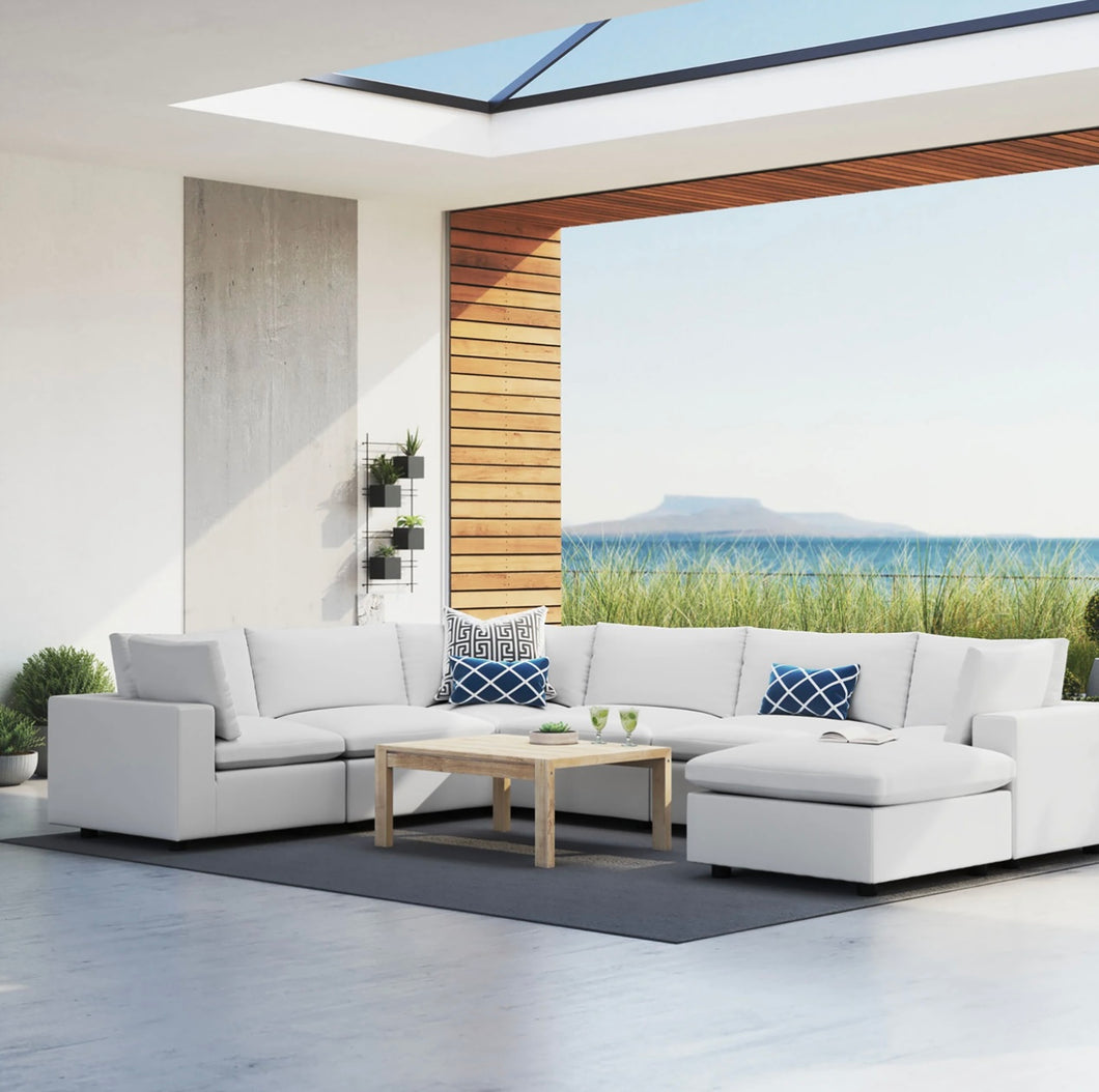 Commix 7-Piece Sunbrella® Outdoor Patio Sectional Sofa in White