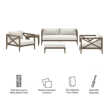 Load image into Gallery viewer, Northlake  Outdoor Patio Teak Wood Furniture Set in Weathered Gray
