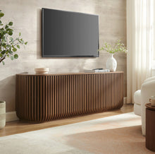 Load image into Gallery viewer, Fortitude 75&quot; Curved Sideboard Storage Cabinet in Walnut
