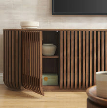 Load image into Gallery viewer, Fortitude 75&quot; Curved Sideboard Storage Cabinet in Walnut
