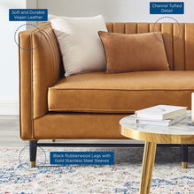 Load image into Gallery viewer, Devote Channel Tufted Vegan Leather Loveseat in Tan
