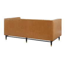Load image into Gallery viewer, Devote Channel Tufted Vegan Leather Loveseat in Tan
