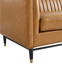 Load image into Gallery viewer, Devote Channel Tufted Vegan Leather Loveseat in Tan
