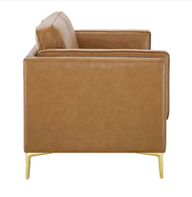 Load image into Gallery viewer, Kaiya Vegan Leather Sofa in Tan
