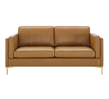 Load image into Gallery viewer, Kaiya Vegan Leather Sofa in Tan
