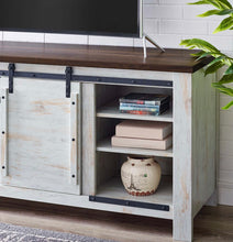 Load image into Gallery viewer, Bennington 71&quot; Rustic Sliding Door TV Stand in White

