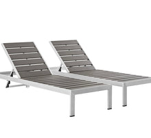 Load image into Gallery viewer, Shore Chaise Outdoor Patio Aluminum Set of 2 in Silver Gray
