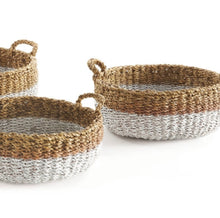 Load image into Gallery viewer, SEAGRASS SHALLOW BASKETS WITH HANDLES, SET OF 3
