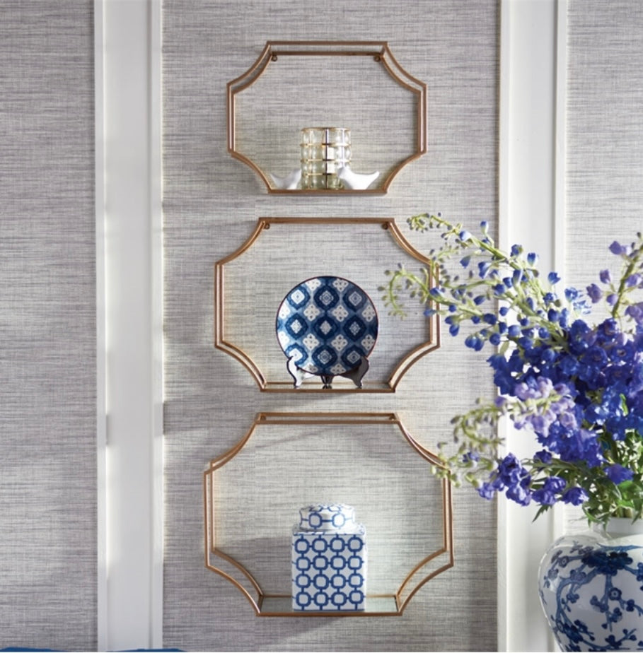 Hudson Mirrored Wall Shelves, set of 3