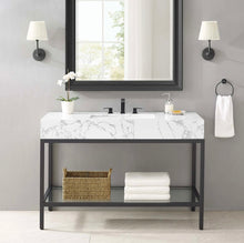 Load image into Gallery viewer, Kingsley 50&quot; Black Stainless Steel Bathroom Vanity
