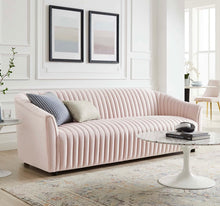 Load image into Gallery viewer, Announce Performance Velvet Channel Tufted Sofa
