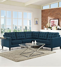 Load image into Gallery viewer, Empress 3 Piece Upholstered Fabric Sectional Sofa Set in Azure
