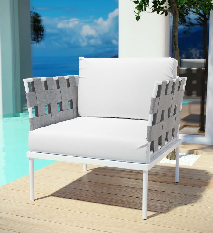 Harmony Outdoor Patio Aluminum Armchair in White White