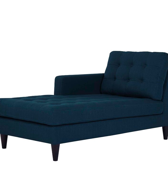 Empress Left-Arm Upholstered Fabric Chaise in Azure