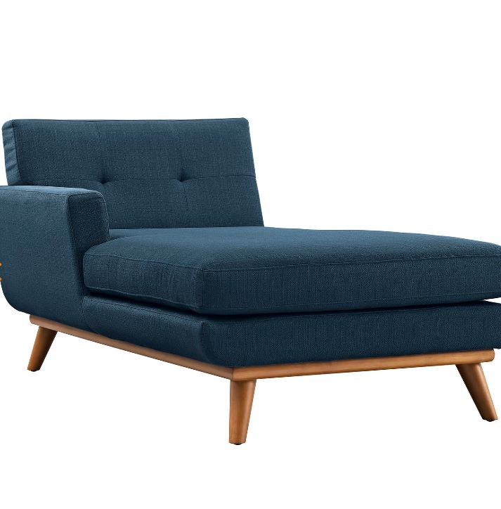 Engage Left-Facing Upholstered Fabric Chaise in Azure